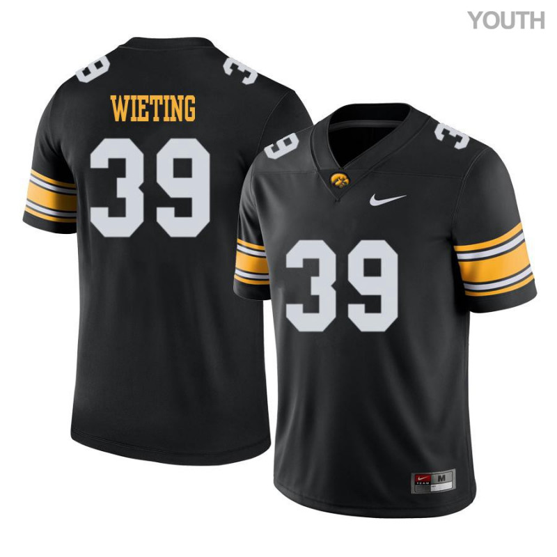 Youth Iowa Hawkeyes NCAA #39 Nate Wieting Black Authentic Nike Alumni Stitched College Football Jersey PR34L71AY